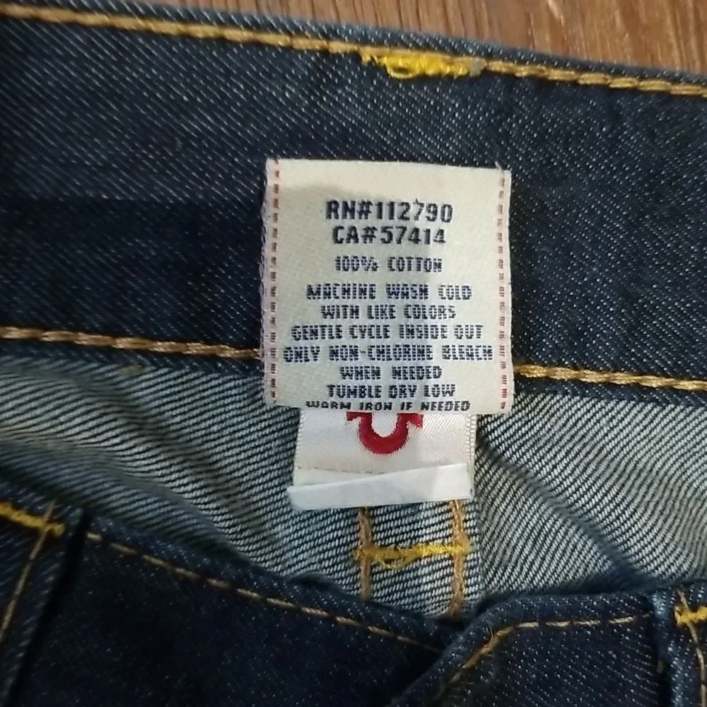 True Religion Jeans Billy 34 waist x 29 inseam Stitch Blue Denim Dark Wash